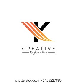 Creative Unique Letter K Swoosh Logo Design, Initial Vector Symbol.