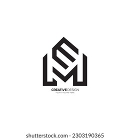 Creative unique letter l e m modern line art monogram minimal logo. L logo. E logo. M logo