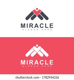 Creative and unique Letter M logo design with people heart shapes template for brand and identity corporate business and modern company. Vector simple minimalist concept