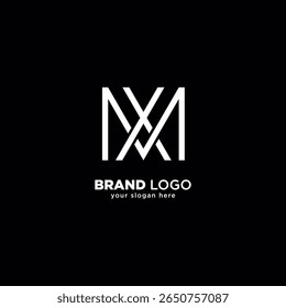 Logotipo único creativo del monograma de la letra M y X con el fondo blanco.