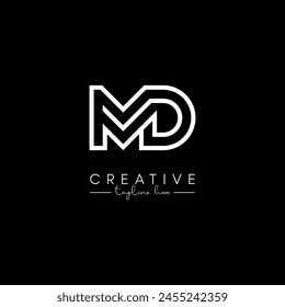 Creative Unique Letter MD DM Initial Based Stylish Line Logo Design Vector Template.