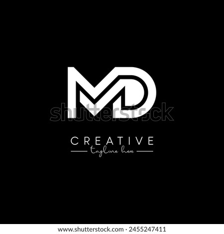 Creative Unique Letter MD DM Initial Based Stylish Line Logo Design Vector Template