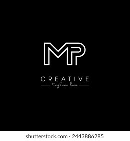 Letra única creativa MP PM inicial basada en el diseño elegante del logotipo del negocio.