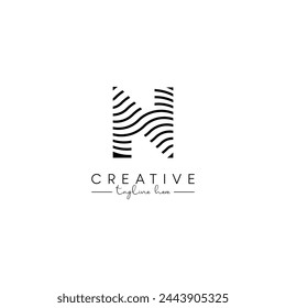 Creative unique letter N initial based stylish wave logo design.