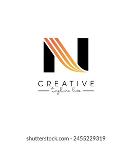 Creative Unique Letter N Swoosh Logo Design, Initial Vector Symbol.