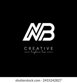Letra única creativa NB BN inicial basada en la línea de diseño de logotipo de Plantilla de Vector.