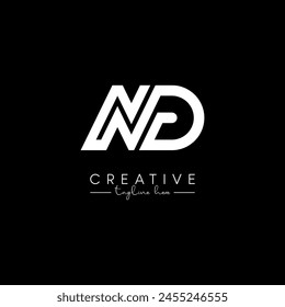 Creative Unique Letter ND DN Initial Based Stylish Line Logo Design Vector Template.