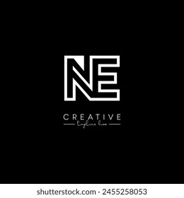 Creative Unique Letter NE EN Initial Based Stylish Line Logo Design.