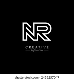 Letra única creativa NR RN inicial basada en el diseño de logotipo de línea elegante.