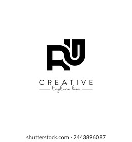 Creative unique letter RU UR initial based stylish artistic logo design