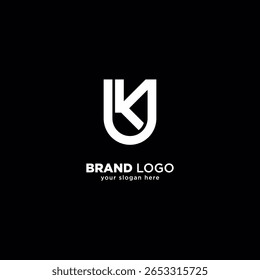 Letra única criativa U e K logotipo monograma com fundo branco.