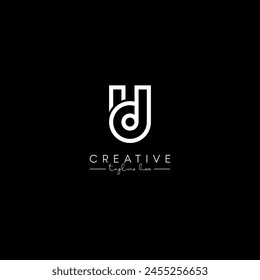 Creative Unique Letter UD DU Initial Based Stylish Line Logo Design.