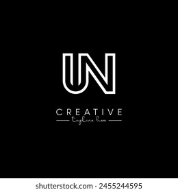 Creative Unique Letter UN NU Initial Based Stylish Line Logo Design Vector Template.