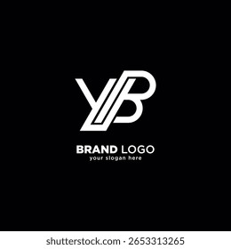 Creative Unique Letter Y and B Monogram Logo with White Background.