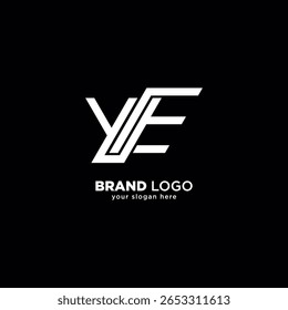 Letra única criativa Y e E logotipo monograma com fundo branco.