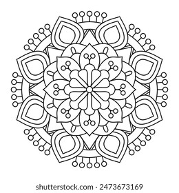diseño creativo y único de mandala para colorear libro, diseño de tatuajes, arte de la pared, arte simple de mandala
