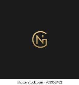 Creative unique modern elegant connected fashion brands black and gold color GN NG G N initial based letter icon logo.