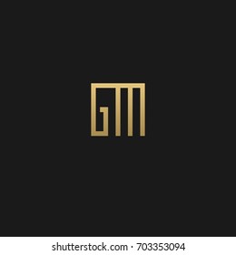 Creative unique modern elegant connected fashion brands black and gold color GM MG G M initial based letter icon logo.