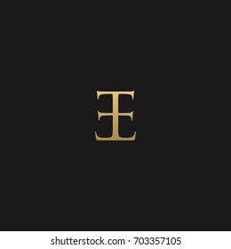 Creative unique modern elegant connected fashion brands black and gold color EE E initial based letter icon logo.