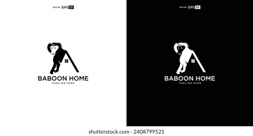 Creative, unique and modern monkey house logo vector design