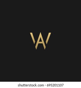 Creative unique modern stylish artistic black and gold color AW WA A W initial based letter icon logo.