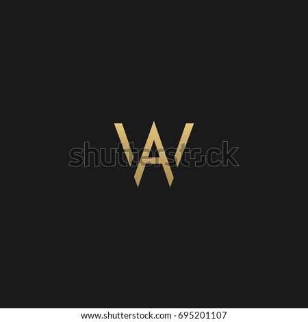 Creative unique modern stylish artistic black and gold color AW WA A W initial based letter icon logo.