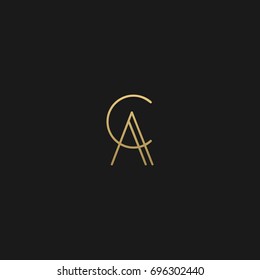 Creative unique modern stylish fashion brands black and gold color CA AC C A initial based letter icon logo.