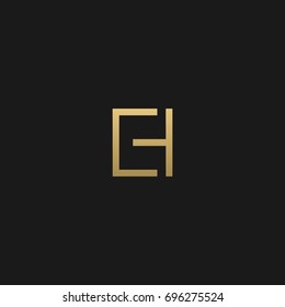 Creative unique modern stylish unusual fashion brands black and gold color CH C H initial based letter icon logo.