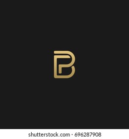 Creative unique modern stylish unusual artistic black and gold color BP PB B P initial based letter icon logo.