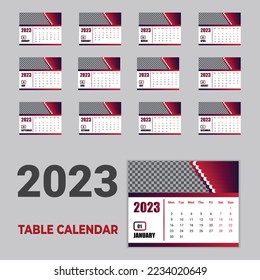 Creative unique office Table Calendar 2023 Template Design
