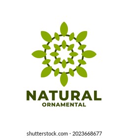 creative unique ornamental logo with nature theme. leaf ornament vector template.