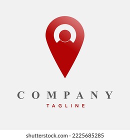 creative unique red color person pin logo, person or location pin logo icon design, GPS or gps sharing vector logo design, red pin logo