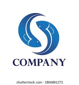 Icono de logotipo de dos peces de la carta S única y creativa