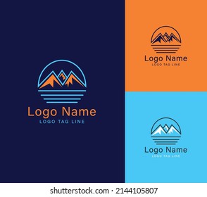 Creative Unique Simple Mountains Vector Minimal Logo Design, Premium Logo Concept.