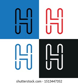 Creative unique stylish symbolic artistic black, white, red and blue color H initial based letter icon logo - Vector