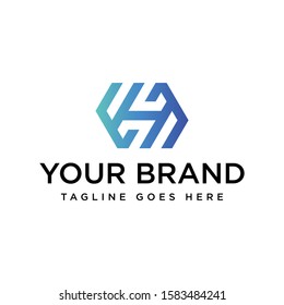 Creative unique stylish symbolic artistic circular shape black and orange color H initial based letter icon logo