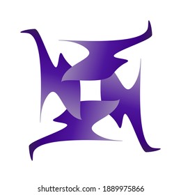 Creative and unique symbol in the shape of a chaotic square wrapped in blue