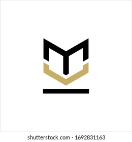 Logotipo de letra inicial MC M en color blanco y negro