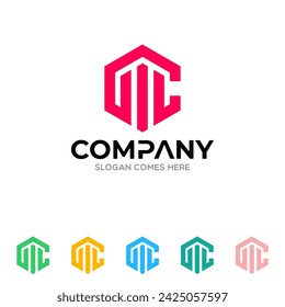 Creative unique trendy stylish black and white color MC M initial based letter icon logo
