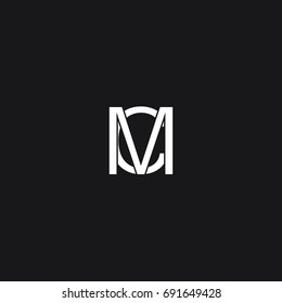 Creative unique trendy unusual connected minimal artistic black and white color MC CM M C initial based letter icon logo.