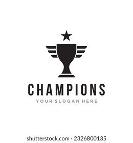 Diseño creativo y único con logotipo trofeo. Logo del torneo deportivo.