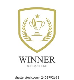 Diseño creativo y único con logotipo trofeo. Logo del torneo deportivo