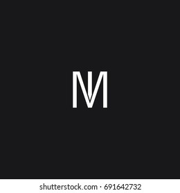 \Creative unique unusual connected fashion brand black and white color MI M I initial based letter icon logo.