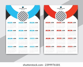 Creative Unique Vector Wall Calendar Design Template For 2024