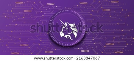 Creative Uniswap UNI block chain technology based cryptocurrency coin banner and background vector illustration