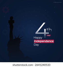 creative United States of America 4th of July independence day banner template with the Statue of liberty,Fireworks, Vector illustration.