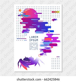Creative universal abstract art poster in modern futuristic style with elements of marine fauna. Notebooks, reports, booklets or any other application of your choice. Eps10 vector illustration, A4