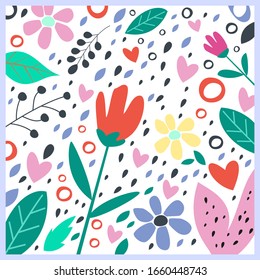 Creative universal abstract background with floral elements. Vector Illustration.