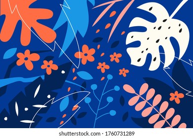 Fondo creativo universal abstracto con elementos florales. Ilustración vectorial.