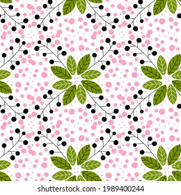 Creative universal abstract background with floral elements seamless pattern. Suitable for textiles, packaging, wallpaper, etc. Objects isolated on background. Vector illustration.